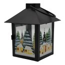 Metall Laterne mit Weihnachtsmotiven rechteckig (handbemalt) 3-fach sort. 12 x 12 x 16 cm