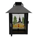 Metall Laterne mit Weihnachtsmotiven rechteckig (handbemalt) 3-fach sort. 12 x 12 x 16 cm