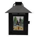 Metall Laterne mit Weihnachtsmotiven rechteckig (handbemalt) 3-fach sort. 12 x 12 x 16 cm
