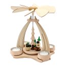 Wichtelstube-Kollektion Holz Tischpyramide,  "Waldwichtel Pilzsammler" für 4 Teelichte , hochwertige WEihnachtsdeko,14 x 18 x 24 cm