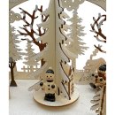 Wichtelstube-Kollektion LED Schwibbogen Weihnachtsdorf mit drehenden Baum, Schwippbogen Weihnachten mit Bewegung, Lichterbogen Echtholz batteriebetrieben mit integegreirten Timer