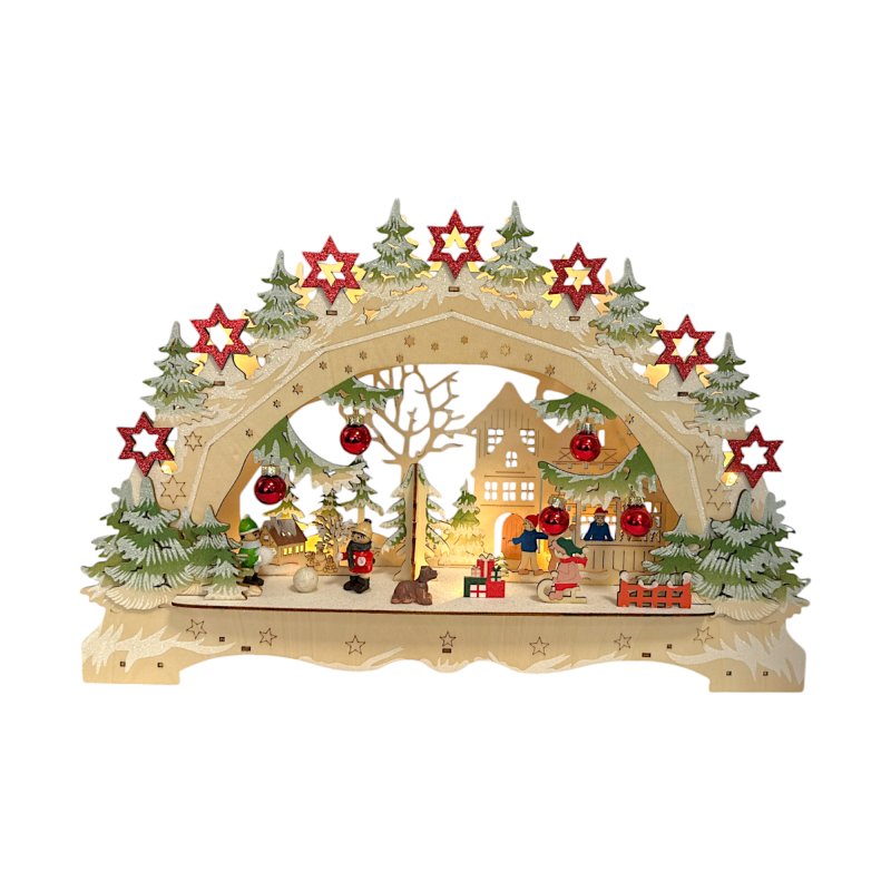 Wichtelstube-Kollektion LED Schwibbogen Weihnachtsmarkt Lichterbogen , 39,95 €