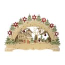 Wichtelstube-Kollektion LED Schwibbogen Weihnachtsmarkt Lichterbogen Weihnachten beidseitig bemalt Schwippbogen Echtholz batteriebetrieben mit integrierten Timer 45cm