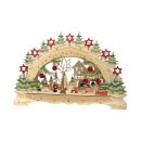 Wichtelstube-Kollektion LED Schwibbogen Weihnachtsmarkt Lichterbogen Weihnachten beidseitig bemalt Schwippbogen Echtholz batteriebetrieben mit integrierten Timer 45cm