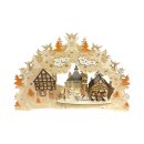 Wichtelstube-Kollektion LED Schwibbogen Fachwerkhäuser Lichterbogen Weihnachten beidseitig bemalt Schwippbogen Echtholz batteriebetrieben mit integriertenTimer 45cm