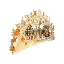Wichtelstube-Kollektion LED Schwibbogen Fachwerkhäuser Lichterbogen Weihnachten beidseitig bemalt Schwippbogen Echtholz batteriebetrieben mit integriertenTimer 45cm