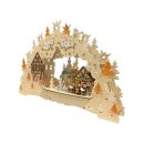 Wichtelstube-Kollektion LED Schwibbogen Fachwerkhäuser Lichterbogen Weihnachten beidseitig bemalt Schwippbogen Echtholz batteriebetrieben mit integriertenTimer 45cm