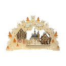 Wichtelstube-Kollektion LED Schwibbogen Fachwerkhäuser Lichterbogen Weihnachten beidseitig bemalt Schwippbogen Echtholz batteriebetrieben mit integriertenTimer 45cm