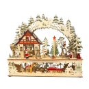 Wichtelstube-Kollektion XL LED Schwibbogen Wichtelwerkstatt Lichterbogen Weihnachten Echtholz beidseitig bemalt Schwippbogen mit Podest