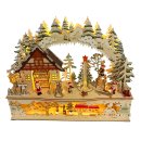 Wichtelstube-Kollektion XL LED Schwibbogen Wichtelwerkstatt Lichterbogen Weihnachten Echtholz beidseitig bemalt Schwippbogen mit Podest