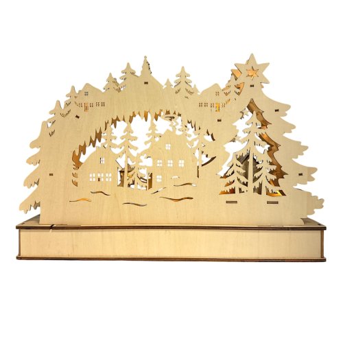 LED Schwibbogen Kurrenden Aus Echtholz – 44 Cm, Batterie/Trafo, Timer-Funktion, Weihnachtsdeko