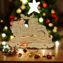 Wichtelstube-Kollektion Moped Schwibbogen Schwalbe KR51 DDR Lichterbogen Weihnachtsgeschenk Holzdeko Weihnachten Garage Bastler Fensterbild mit LED Beleuchtung 28x5x22cm Batteriebetrieb inkl. Timer