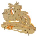 Wichtelstube-Kollektion Moped Schwibbogen Schwalbe KR51 DDR Lichterbogen Weihnachtsgeschenk Holzdeko Weihnachten Garage Bastler Fensterbild mit LED Beleuchtung 28x5x22cm Batteriebetrieb inkl. Timer