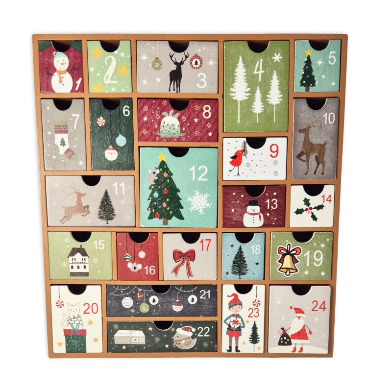 Calendario Dell'Avvento In Legno XXL Con Luci LED – Wichtelstube, Da Riempire
