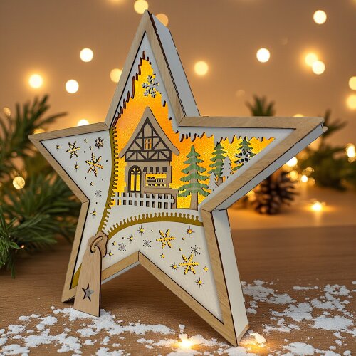Wichtelstube-Kollektion XL LED Weihnachtsstern aus Holz, Weihnachtsde,  19,95