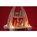 Wichtelstube-Kollektion XL Weihnachtspyramide f. Teelichter  35cm "Futterkrippe Erzgebirge" Buchenholz Teelichtpyramide Weihnachten