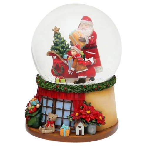 Spieluhr Weihnachten Porzellankugel selbstschneiend Winter Kirchenszene 55118 
