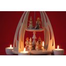 Wichtelstube-Kollektion XL Weihnachtspyramide f. Teelichter  35cm "Holzfäller Erzgebirge" Buchenholz Teelichtpyramide Weihnachten