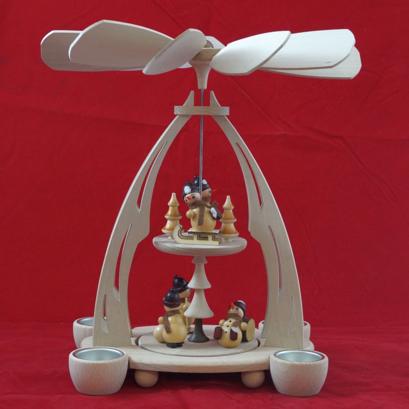 hochwertige Weihnachtspyramide für 4 Teelichte Holz Teelichtpyramide 72 0024 