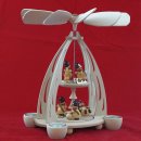 Wichtelstube-Kollektion XL Weihnachtspyramide f. Teelichter  35cm "Schneemannfiguren Erzgebirge" Buchenholz Teelichtpyramide Weihnachten