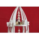 Wichtelstube-Kollektion XXL Weihnachtspyramide Schneemänner Pyramide Weihnachten aus Holz für Teelichter 24 x 24 x 49 cm Teelichtpyraminde aus feinsten Buchenholz