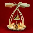 Wichtelstube-Kollektion XXL Weihnachtspyramide Schneemannfiguren Pyramide Weihnachten aus Holz für Teelichter 24 x 24 x 45 cm Teelichtpyraminde aus feinsten Buchenholz