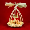 Wichtelstube-Kollektion Weihnachtspyramide Tischpyramide aus feinsten Buchenholz "Vogelfütterung" 24 x 24 x 35 cm Pyramide Weihnachten für Teelichter
