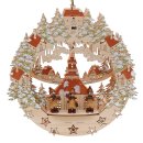 Wichtelstube-Kollektion Holz Fensterbild  Seiffener Kirche mit Kurrenden Weihnachtsdeko fürs Fenster, 30 x 6 x 28 cm inkl. Adapter 4,5 V; LED Fensterbilder Weihnachten