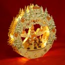 Wichtelstube-Kollektion LED Fensterbild 3D inkl. Trafo "Seiffener Kirche mit Kurrenden" Vogtland Souvenir, Weihnachtliche Hinterglas Dekoration 29,5*7*30cm