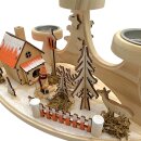 Wichtelstube-Kollektion Adventskranz Teelichthalter "Einkehr Waldhütte" mit Räucherhäuschen Räuchermännchen echte Holzkunst