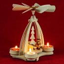 Wichtelstube-Kollektion Weihnachtspyramide für Teelichter,  "Schäfer mit seinen Tieren"
, winterliche Weihnachtsdeko aus Echtholz. Größe: ca.24cm