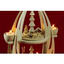 Wichtelstube-Kollektion XXL Weihnachtspyramide Rehe + Futterkrippe Pyramide Weihnachten aus Holz für Teelichter 24 x 24 x 49 cm Teelichtpyraminde aus feinsten Buchenholz