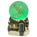 XL LED Schneekugel Weihnachten elektrischer Schneewirbel, viele Melodien und Farbwechsel Weihnachtshaus Glitzerkugel