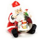 LED Schneekugel Glitzerkugel Weihnachtsmann mit Wichtel und Wunschliste Weihnachten