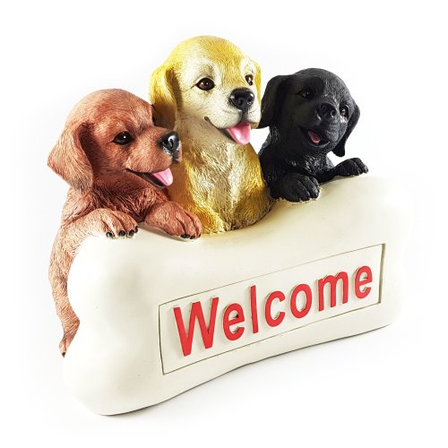 Wichtelstube-Kollektion Hundewelpen Innenbeleuchtet Solar Hunde Deko Figur Garten