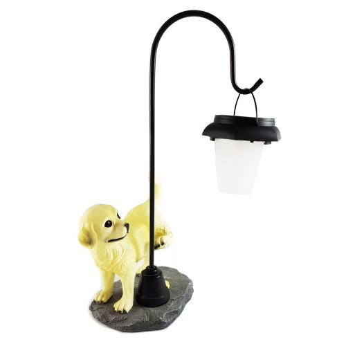Wichtelstube-Kollektion Hund mit Laterne Solarlampe Garten Hundefigur Solar