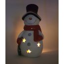 Wichtelstube-Kollektion XXL Deko Figur Schneemann 30cm Windlicht Weihnachtsfigur Keramikfigur Weihnachten