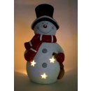 Wichtelstube-Kollektion XXL Deko Figur Schneemann mit Besen 30cm Windlicht Weihnachtsfigur Keramikfigur Weihnachten