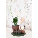 Wichtelstube-Kollektion Blumenvase mit Gärtner Dekovase Metall Garten Vase