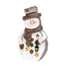 3er Set Keramik Figur "Schnee-/Weihnachtsmann/Elch", weiß/braun/gold Windlicht Weihnachten Dekofigur 15,2 x 6,2 x 26 cm LED;