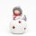 2er Set Keramik Winterfigur Winterkinder Dekofigur grau/weiß, Schapka mit Filzrand, rotem Schal auf Windlichtkugel  11 x 10,5 x 16,5 cm LED;