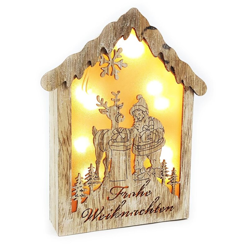 Weihnachtshäuser Holz Beleuchtete Deko 3er Set Wei Produktbild-Vorschau 8