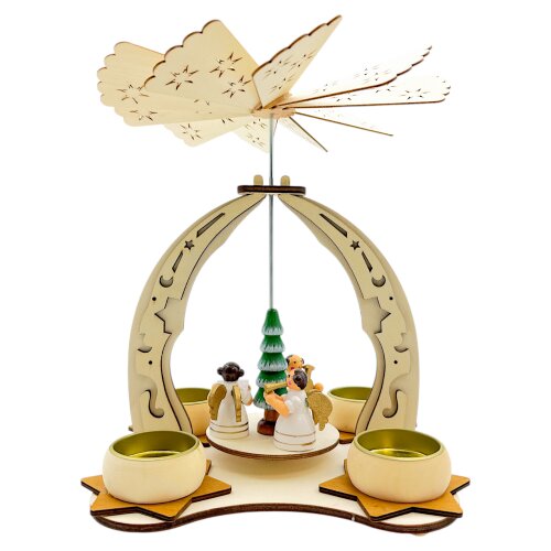 Holz Teelicht Weihnachtspyramide f. Teelichter "Weihnachten Engel Chor"  H:24cm