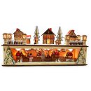 LED Holz Lichtersockel mit Timer Schwibbogen "Weihnachtsdorf" Podest mit Timer schwibbogen Schwippbogen