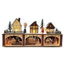 LED Holz Lichtersockel mit Timer Schwibbogen "Weihnachtsdorf" Podest Schwibbogenunterbank