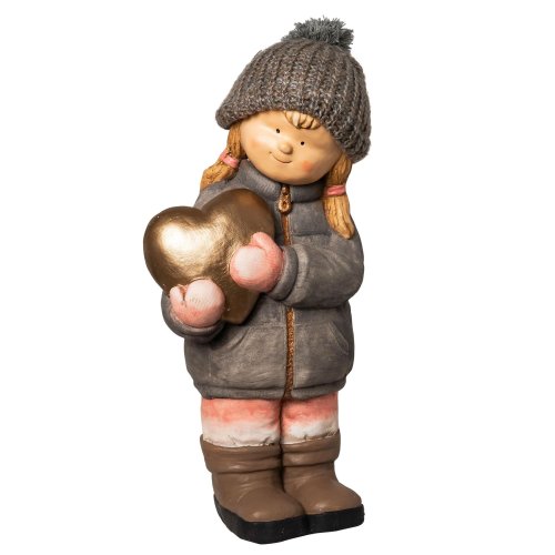 Wichtelstube-Kollektion XXXL Deko Figur 52cm Winterkinder Mädchen Weihnachtsfigur Keramikfigur Weihnachten Gartenfigur