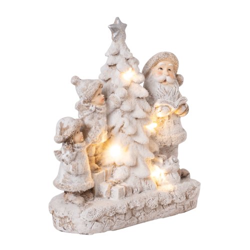 Wichtelstube-Kollektion Dekofigur Winterkinder mit Santa-Claus LED beleuchtet Weihnachtdeko