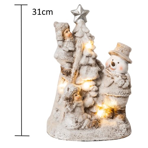 Wichtelstube-Kollektion 31cm Dekofigur Winterkinder mit Schneemann LE, 25,60 €