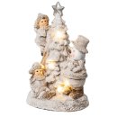 Wichtelstube-Kollektion 31cm Dekofigur  Winterkinder mit Schneemann LED beleuchtet Weihnachtdeko innen weiß