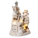 Wichtelstube-Kollektion 31cm Dekofigur  Winterkinder mit Schneemann LED beleuchtet Weihnachtdeko innen weiß